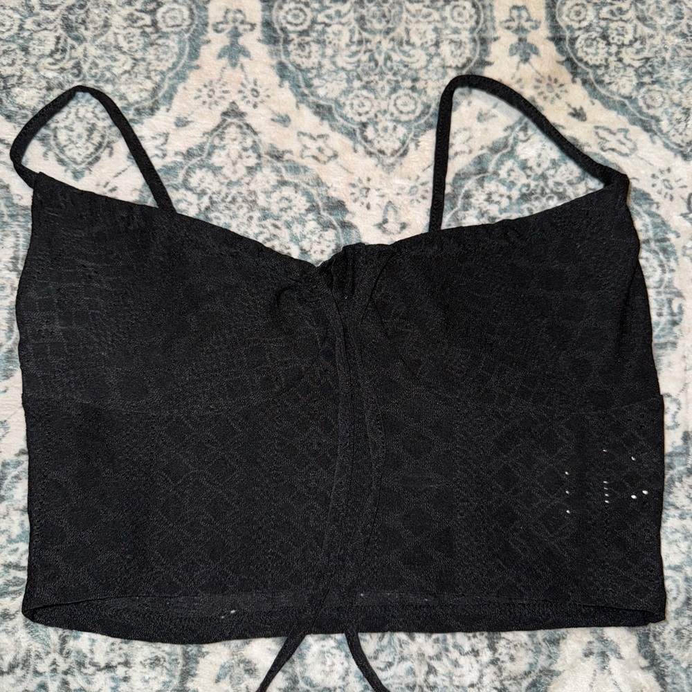 SHEIN Black Textured Crop Top